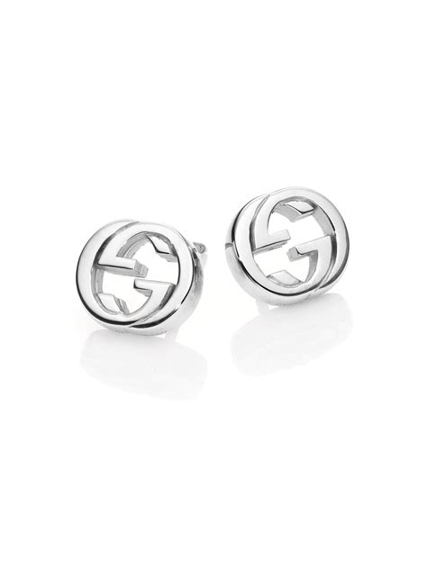 gucci earring silver|gucci interlocking earrings silver.